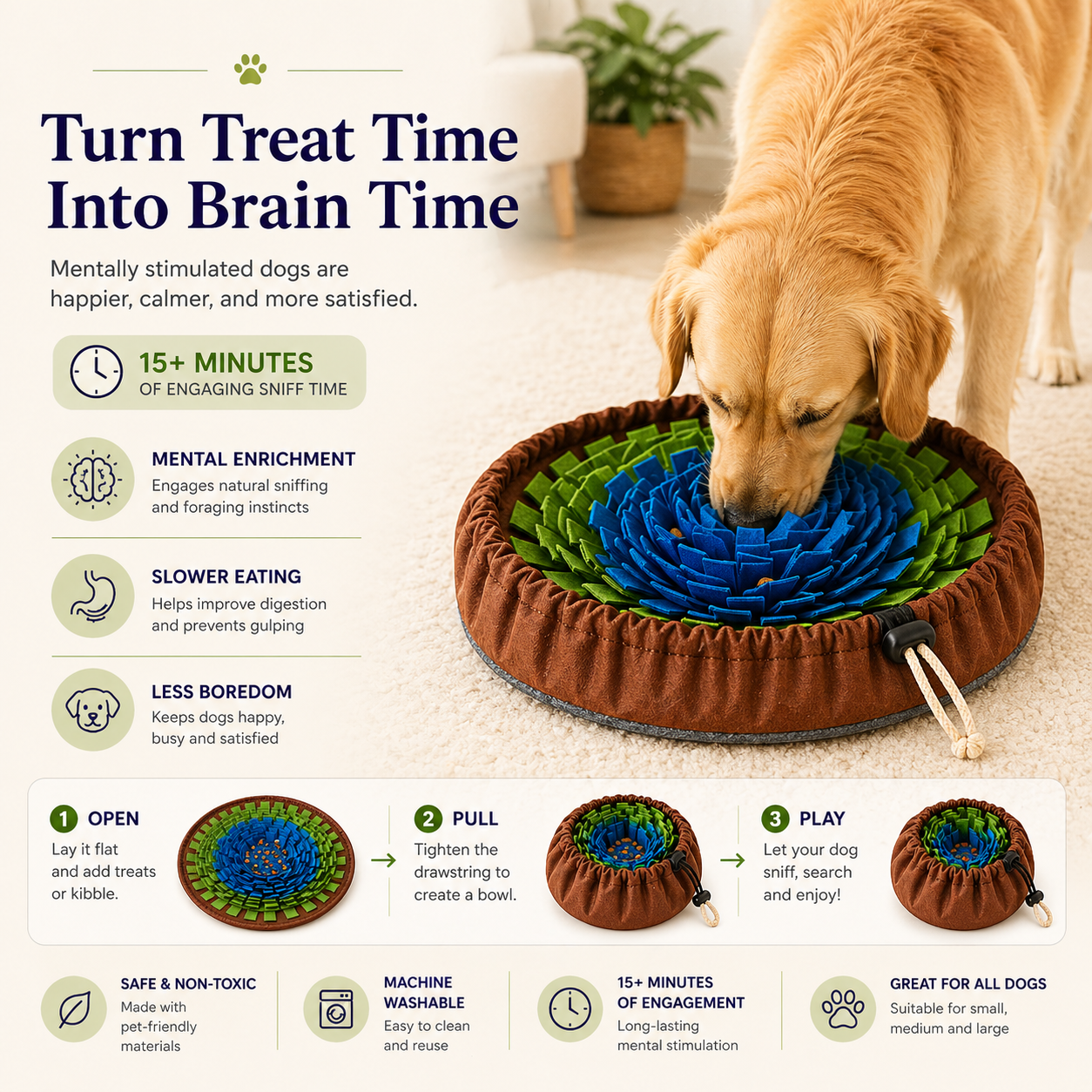 Dog Snuffle Mat Slow Feeder – Interactive Enrichment Toy for All Breeds