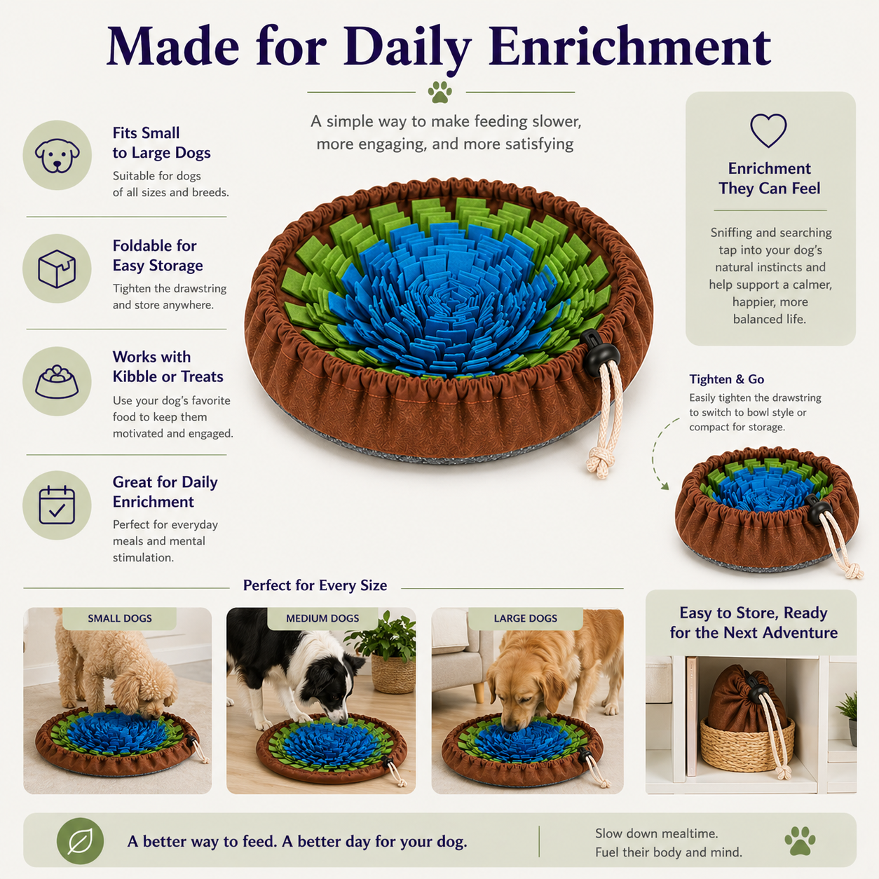 Dog Snuffle Mat Slow Feeder – Interactive Enrichment Toy for All Breeds