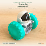 Blue wobble treat-dispenser robot for dogs — interactive slow feeder