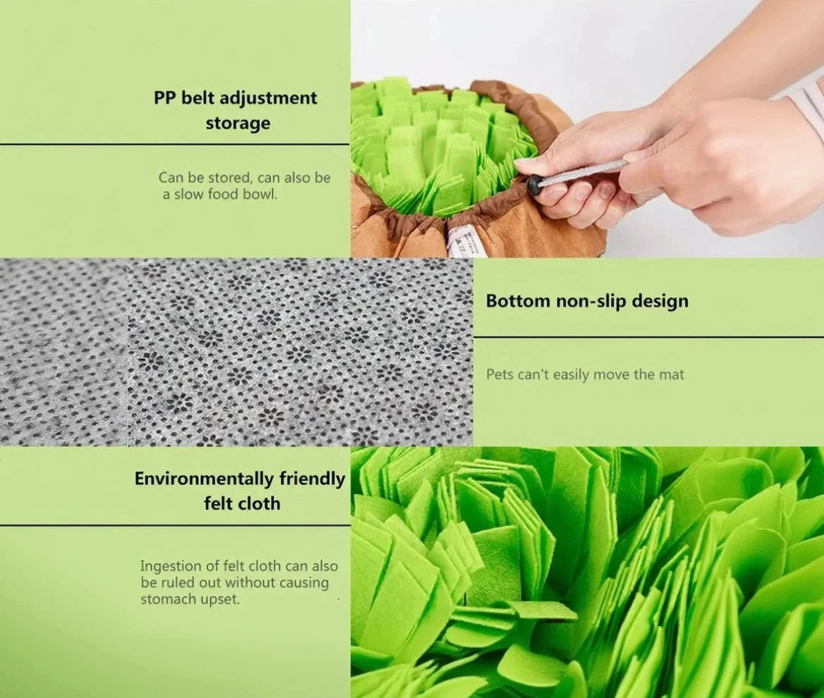 Pet Snuffle Mat for Dogs, Interactive Feed Game for Boredom, Encourages Natural Foraging Skills for Cats Dogs Bowl Travel Use