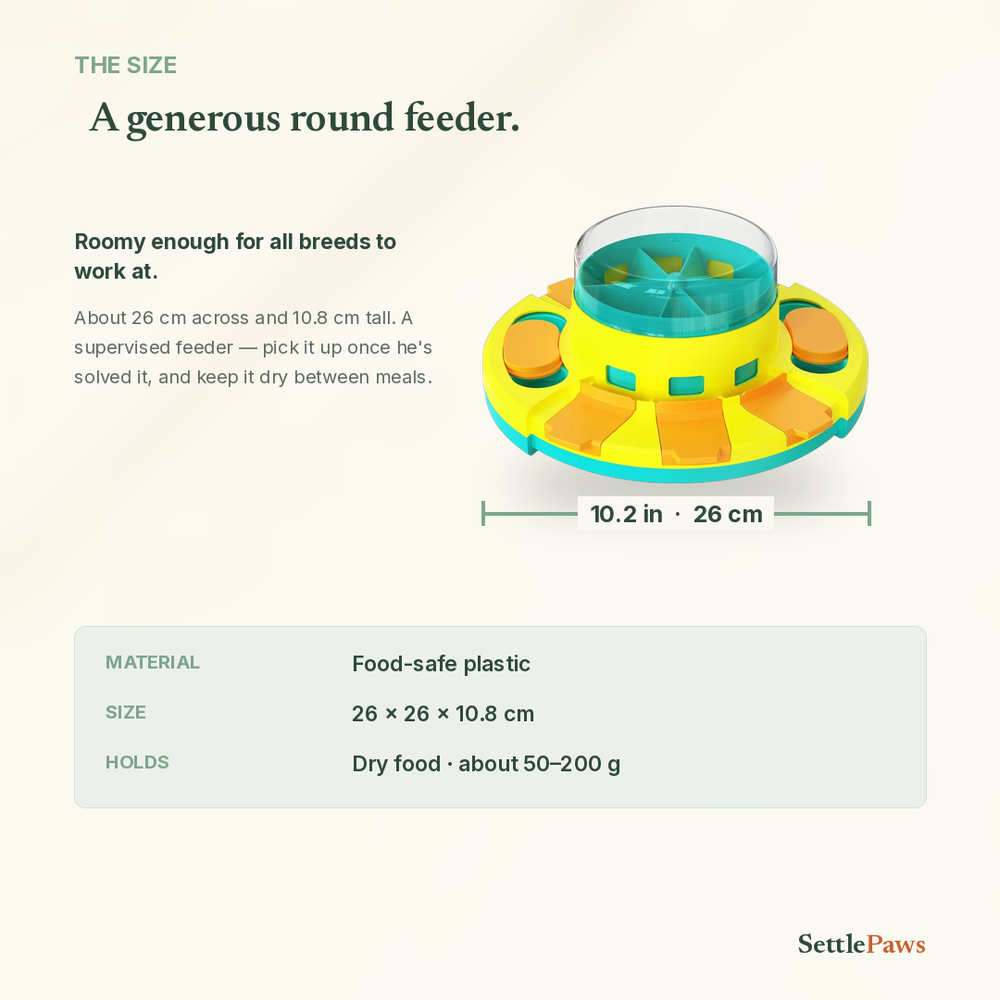 Dog puzzle feeder size — 10.2 in / 26 cm round