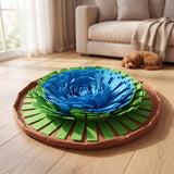 Blue and green dog snuffle mat — fleece foraging slow feeder