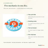 Dog puzzle board details — paw-print lids, rotating center, pull-out drawer