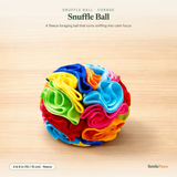 Rainbow fleece snuffle ball for dogs with treats hidden in the petals